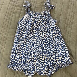 Old Navy Blue and White Floral Kids One Piece